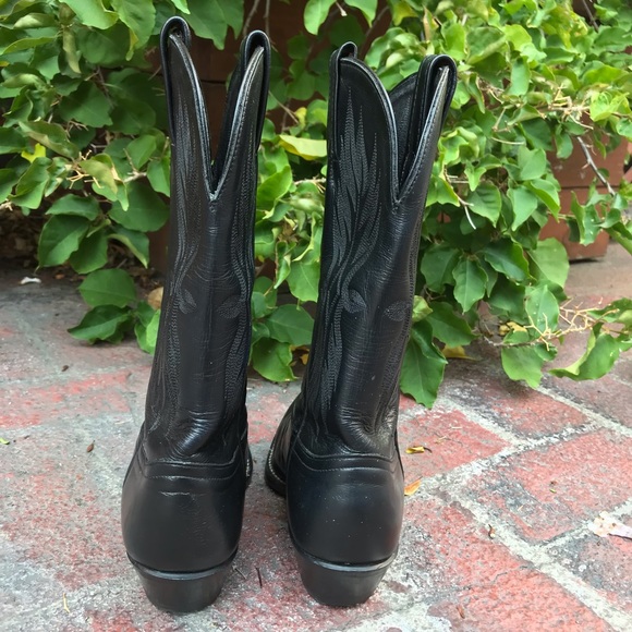 Vintage 90s Black Leather Western Boots by Tony Lama - Size 6M - Picture 5 of 15
